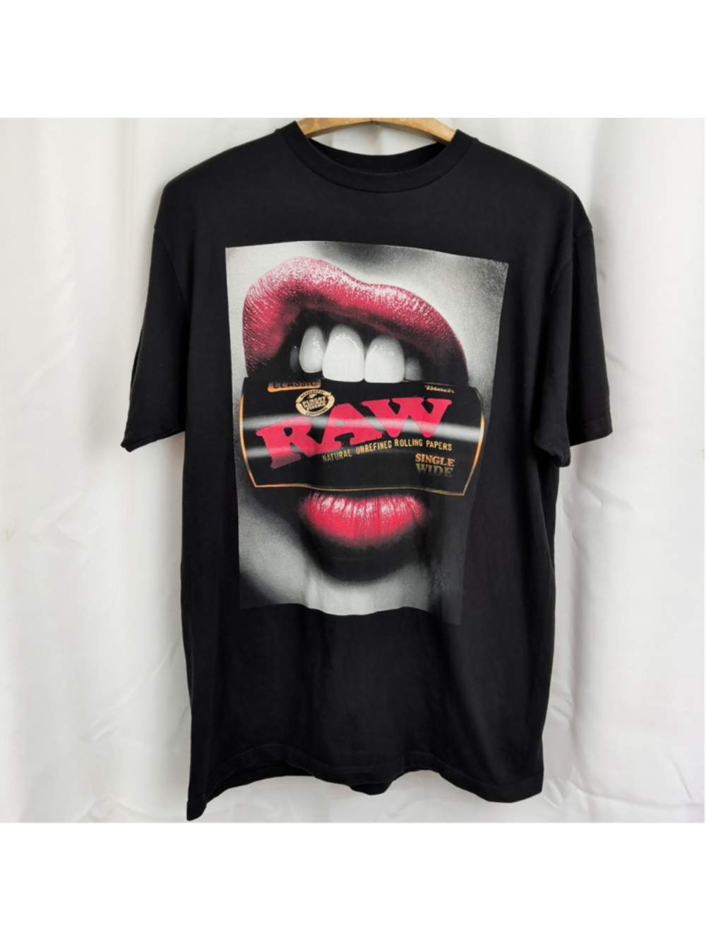 Raw Rolling Papers Heavy Weight Black Cotton T-Shirt 2XL